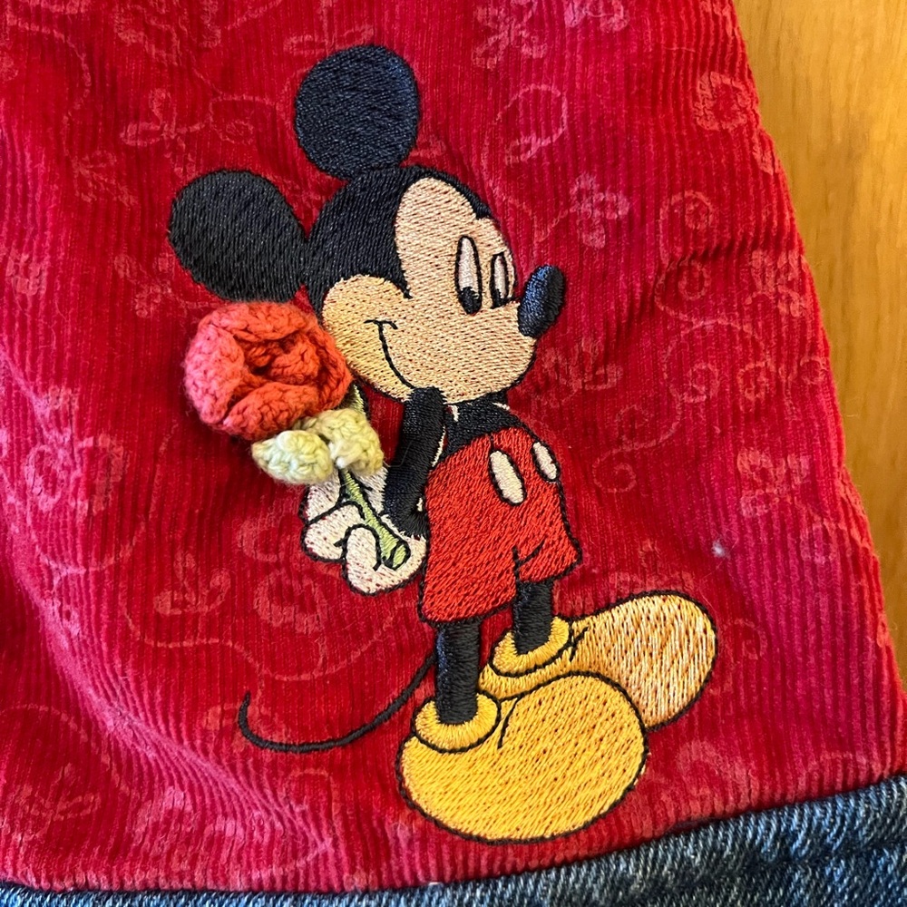 Disney Mickey Minnie Mouse Vintage Jean Denim Jumper Patchwork Size 6 - Picture 3 of 8